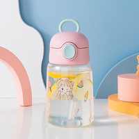 Botella de Agua de Plástico para Niños, Linda Botella de Agua de Plástico para Niños, para Viajes al Aire Libre y la Escuela