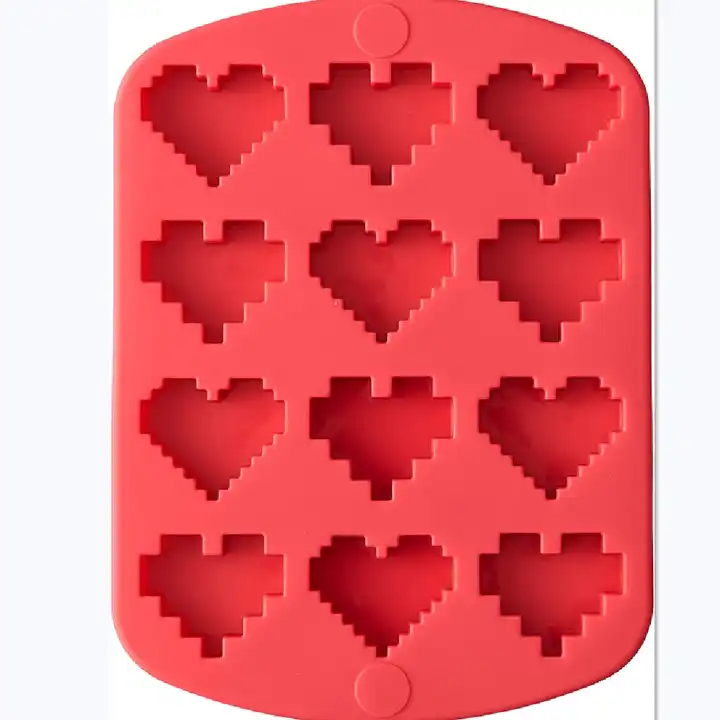 Silicone Heart Candy Mold, 12-Cavity Silicone Mold With 8-bit