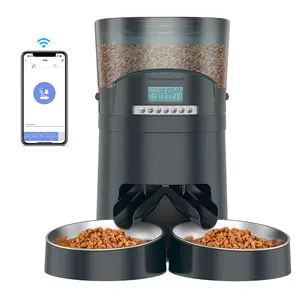 Penjualan pabrik Dispenser makanan hewan peliharaan otomatis makan 2 kucing Mate kecil gravitasi Wifi mesin pengatur waktu hewan peliharaan dengan catu daya ganda