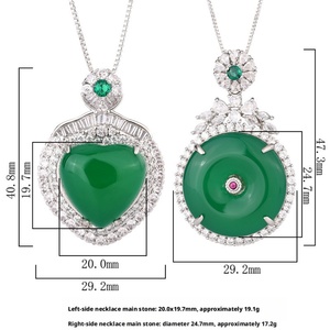 High Quality Jewelry Eco-friendly <b>Copper</b> Heart Shape Jadeite Lucky Pendant Necklace for Women Birthday Gift & Daily Wear - Product Image 6