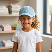 Sombrero de papá liso sin estructura de 6 paneles, bordado personalizado, gorra de béisbol ajustable de tamaño para niños