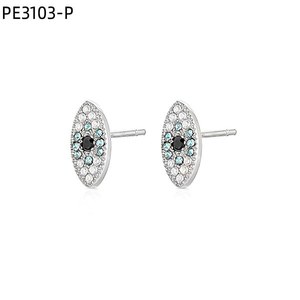 เอมี่ เอมี่ต่างหูเงินชุบคริสตัลไรน์สโตนรูปวงรีสำหรับผู้หญิงเครื่องประดับแฟชั่นงานปาร์ตี้ PE3103 - Product Image 3