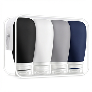 Silicone <b>Travel</b> Size Squeeze <b>Bottles</b> Kit 4 in 1, TSA Approved Leak Proof <b>Refillable</b> Liquid Dispenser for Cosmetic Lotion - Product Image 1