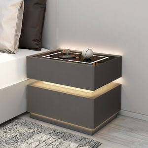 <span class=keywords><strong>Table</strong></span> <span class=keywords><strong>de</strong></span> Chevet Intelligente en Bois Luxe pour Chambres d'Hôtel, Noire et Blanche, avec Lumières LED, Verrouillage par Empreinte Digitale et Haut-Parleur - Product Image 5