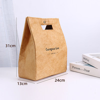 Sacs de conservation pour vêtements en papier kraft DuPont, scellés en aluminium, avec poignée découpée, logo créatif sérigraphié, lavables, pour aliments