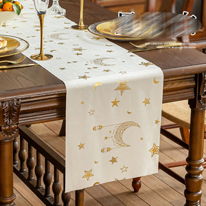 33*180cm musulmán oro impreso sello lámina Luna estrella terciopelo caminos <span class=keywords><strong>de</strong></span> <span class=keywords><strong>mesa</strong></span> Eid Mubarak Ramadán Decoración <span class=keywords><strong>de</strong></span> <span class=keywords><strong>mesa</strong></span> moderna suministros - Product Image 5
