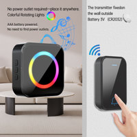 Sonnette sans fil intelligente SIXWGH 433 MHz longue portée 150 m alimentée par batterie, contrôle par application, design rotatif, 63 sonneries, LED pour maison/bureau