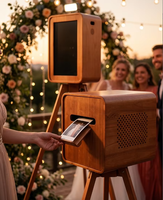 Machine photomaton portable double face en bois 2026 pour réception de photos et reçus, compatible SLR/DSLR et iPad, avec impression en libre-service pour mariages et événements, et support d'imprimante