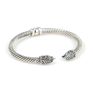 925 <b>Sterling</b> <b>Silver</b> Falcon Head Twisted Romantic <b>Mens</b> <b>Bracelet</b> with Natural Stone Spring Clasp Handmade Turkish Jewelry - Product Image 1