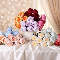Bouquet de pivoines artificielles à 7 têtes de style européen, fleurs murales pour mariages et décoration de table, pivoines en soie de style occidental, fleurs centrales