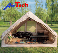 Grande tente de camping gonflable portable en tissu Oxford imperméable pour toutes les saisons, avec chambre climatisée et installation rapide