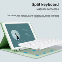 Casing Tablet Anti Benturan dengan Keyboard Wireless BT Kulit PU Tipis Portabel untuk Samsung Tab S6 Lite 10.4 P610/P615/P613/P619
