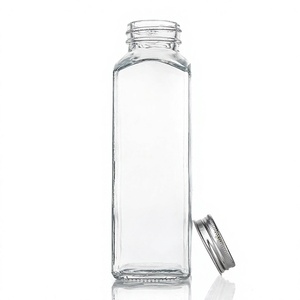16 oz Clear Lead-free E-friendly French Square <b>Glass</b> <b>Bottle</b> Jar with Screw Cap Screen Printed for Home Travel <b>Juicing</b> Kombucha/ - Product Image 4