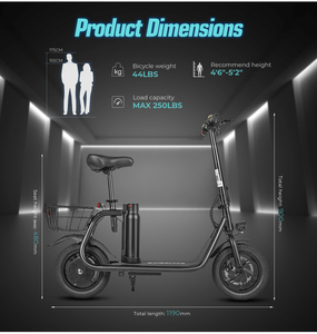 Para SAMEBIKE 250W 36V 10,4 Ah batería de litio patinete eléctrico pequeño diseño de cesta trasera de dos ruedas - Product Image 3