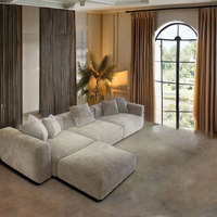 Ensemble de canapés sectionnels contemporains en tissu, confortables, avec structure en bois massif, écologiques et durables, pour chambre, salon, appartement