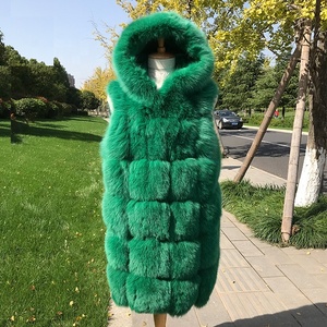 <span class=keywords><strong>Gilet</strong></span> da <span class=keywords><strong>donna</strong></span> in pelliccia di volpe ispida <span class=keywords><strong>Gilet</strong></span> di alta qualità in vera pelliccia di volpe con cappuccio imbottito di cotone con motivo a strisce a prova di vento - Product Image 2