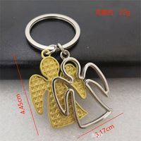 Promotion Logo personnalisé ange 3D métal porte-clés voiture pendentif ton argent ange gardien porte-clés chanceux ensoleillé poupée cadeau sac à main charme