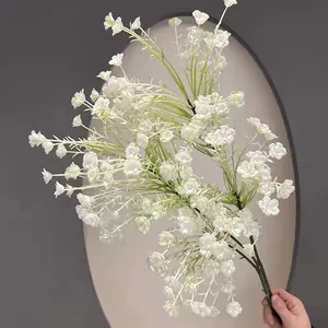 Large spray 60cm Tall gypsophila Silk Fake Faux Artificial Plastic Flower Baby's Breath Hand Bouquet for Wedding Home Decoration