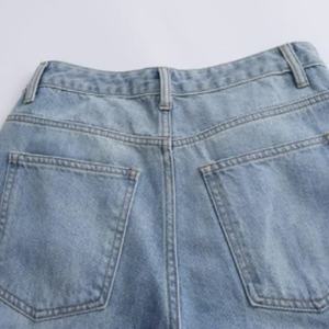 Jeans Anchos de Mezclilla Transpirables de Cintura Baja para Mujer, Estilo Retro, a la Moda, Casuales, de Venta Caliente, Personalizables, OEM - Product Image 4