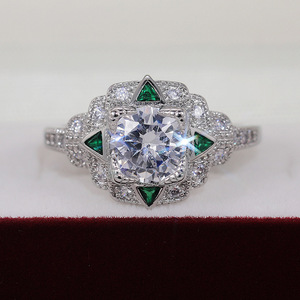 Emerald Green <b>Crystal</b> <b>Ring</b> for Women Vintage Elegant Fashion Daily Party Accessories - Product Image 6