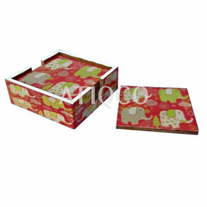 Sous-verres de conception traditionnelle artisanat indien vente chaude ensemble de sous-verres en bois Vintage MDF sous-verres classiques laqués - Product Image 3