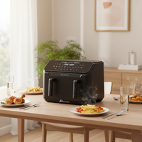 Friteuse à air Anbolife 11L à double panier 2400W avec écran tactile, sans huile, 8 préréglages, cuisson synchronisée, cuisine saine, OEM ODM