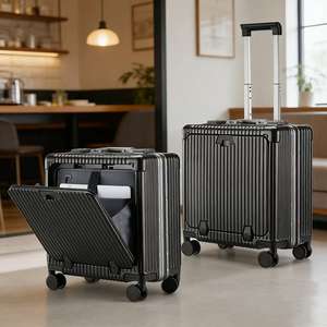 Nouvelle conception de valise de voyage de 18 pouces avec cadre en aluminium, compartiment pour ordinateur portable à ouverture frontale, valise d'affaires élégante en PC durable - Product Image 6
