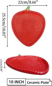 Assiette en céramique motif fraise 10 pouces, compatible micro-ondes et lave-vaisselle, design <span class=keywords><strong>baies</strong></span>, assiette décorative à thème fruité - Product Image 2