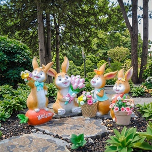 Sculpture de champignon et lapin enchanté-Décor de jardin féerique en fibre de verre pour parcs et terrains de jeux - Product Image 5
