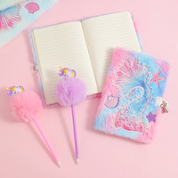 Carnet de notes en peluche sirène de la série Océan transfrontalier avec cadenas – Journal cadeau très attrayant pour étudiants