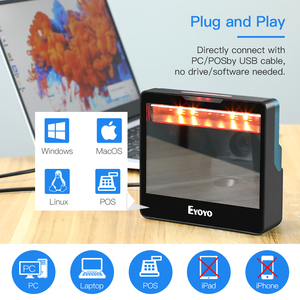 Eyoyo-escáner de código de barras para libros, lector de código de barras con cable USB para tableta, PC, identificación de producto, precio, código 1D, 2D, <span class=keywords><strong>QR</strong></span>, tienda minorista, biblioteca, Shopify - Product Image 2