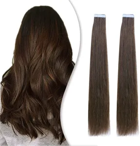 FH Invisible 24 Inches Brown Color Russian Remy Human Smooth Straight Human Tape Hair Extensions