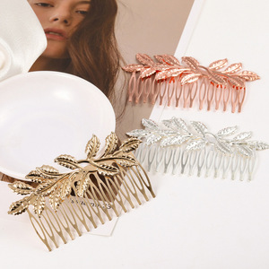 5.5cm * 9cm Feuilles Peignes De Cheveux De Mariée Clips Peignes Latéraux En Métal Avec Feuillage Femmes Feuilles Épingles À Cheveux DIY Coiffes De <span class=keywords><strong>Mariage</strong></span> - Product Image 5