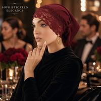 Sous-bonnet en modal extensible avec dentelle florale élégante pour la décoration du front |   Bonnet intérieur pour hijab, bonnet islamique pour femme, foulard modeste quotidien