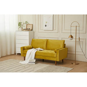 Sofa <span class=keywords><strong>Modern</strong></span> abad pertengahan dengan kaki kayu furnitur beludru klasik Retro Vintage Royal - Product Image 3