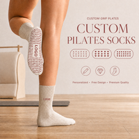 Chaussettes de Pilates personnalisées à faible MOQ, bleu graphite, antidérapantes, pour yoga et barre, avec points de grip, design personnalisé, en coton respirant