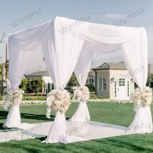 Tubo de fondo de doble barra transversal móvil ajustable, decoración de escenario de boda para eventos de boda