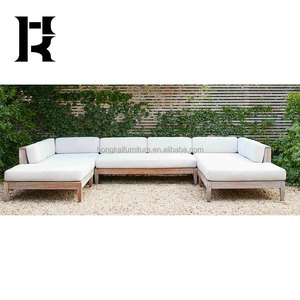 Canapé d'extérieur moderne de luxe en teck massif en forme de U pour la maison, la cour, le patio, le jardin, ensemble polyvalent de meubles de salon - Product Image 6