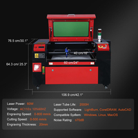 Machine de gravure Laser CO2 60W Type de portique de puissance pour les formats graphiques en bois MDF cristal de papier métallique pris en charge (DXF LAS DST)