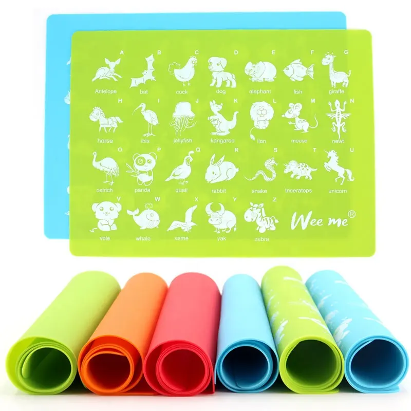 Tùy Chỉnh Tái Sử Dụng BPA Free Silicone Vẽ Mat Silicone Bé Toddler Placemat Bảng Mat Cho Ăn Bận Rộn Bé Mat