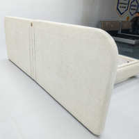 Lit Queen Size en Tissu Lin Tapissé Style Moderne avec Tête de Lit en Mousse Souple, Sommier Pliante, Housse Amovible, Sommeil Confortable