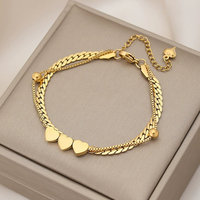 Pulsera de Acero Inoxidable Ajustable de Alta Calidad con Baño de Oro de 18k, Diseño de Corazón, para Mujer, Joyería de Moda para Regalo