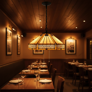 Lámpara de Techo LED Estilo Europeo Tiffany, 2700K Blanco Cálido, para Sala de Estar, Comedor, Dormitorio, Bar, Lámpara Colgante de Comedor - Product Image 4