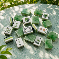 Ensemble de Mahjong américain de collection, 160 tuiles, 4 couches, en acrylique, motif mosaïque émeraude, design Montagne Verte, gravure profonde, vente en gros, OEM