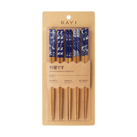 Ensemble de baguettes réutilisables hexagonales de style japonais Kayi de qualité supérieure dans un coffret cadeau, stock prêt pour l'exportation et le dropshipping, motif imprimé