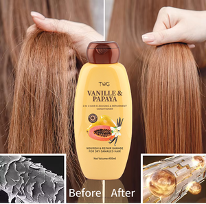 TWG RTS Vanila & Papava 2 in 1ヘアクレンジング & リペアシャンプーコンディショナー修理抗Dandrufパパイヤシャンプー & コンディショナー - Product Image 5