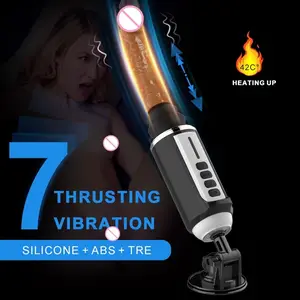 7 modes de poussée rechargeables avec base d'aspiration et godes en silicone chauffants Sex Machine Pénis réalistes Sex toys pour femme %