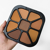 Palette de poudre pour le visage à couverture totale, 9 couleurs, fleurs romantiques, kit professionnel de contouring, bronzer et illuminateur pour un usage quotidien