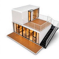 Villa conteneur Apple Cabin à deux étages avec terrasse panoramique sur le toit, escalier extérieur, maison modulaire préfabriquée, complexe de villégiature de luxe