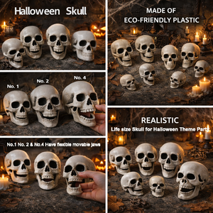 Fournitures d'Halloween, accessoires décoratifs, modèle de crâne humain artificiel, décoration effrayante pour maison hantée, crâne de squelette - Product Image 2